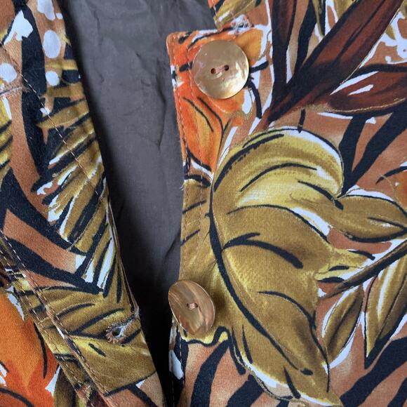 Laura Ashley Floral Blazer Jacket Earthtone Button Up Long Sleeve Size M - Picture 15 of 16